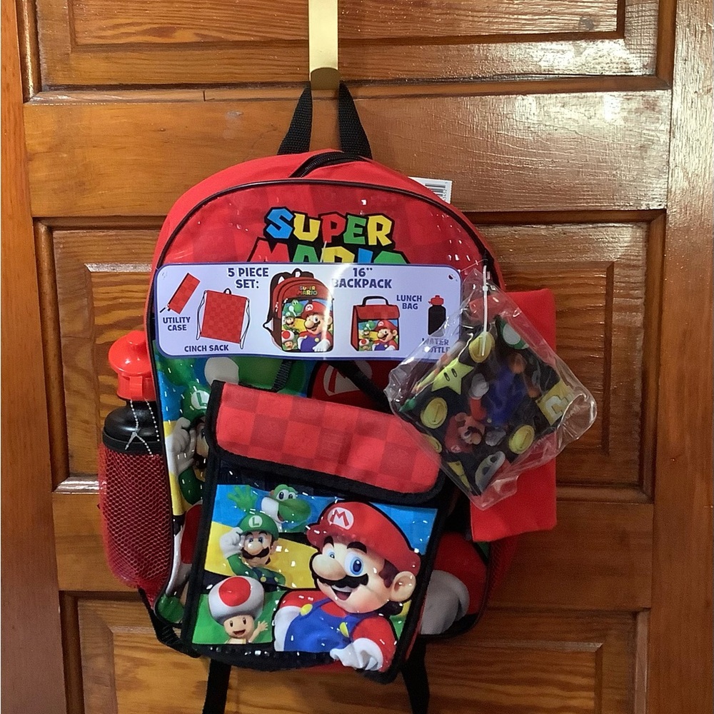 New 5 piece super Mario backpack